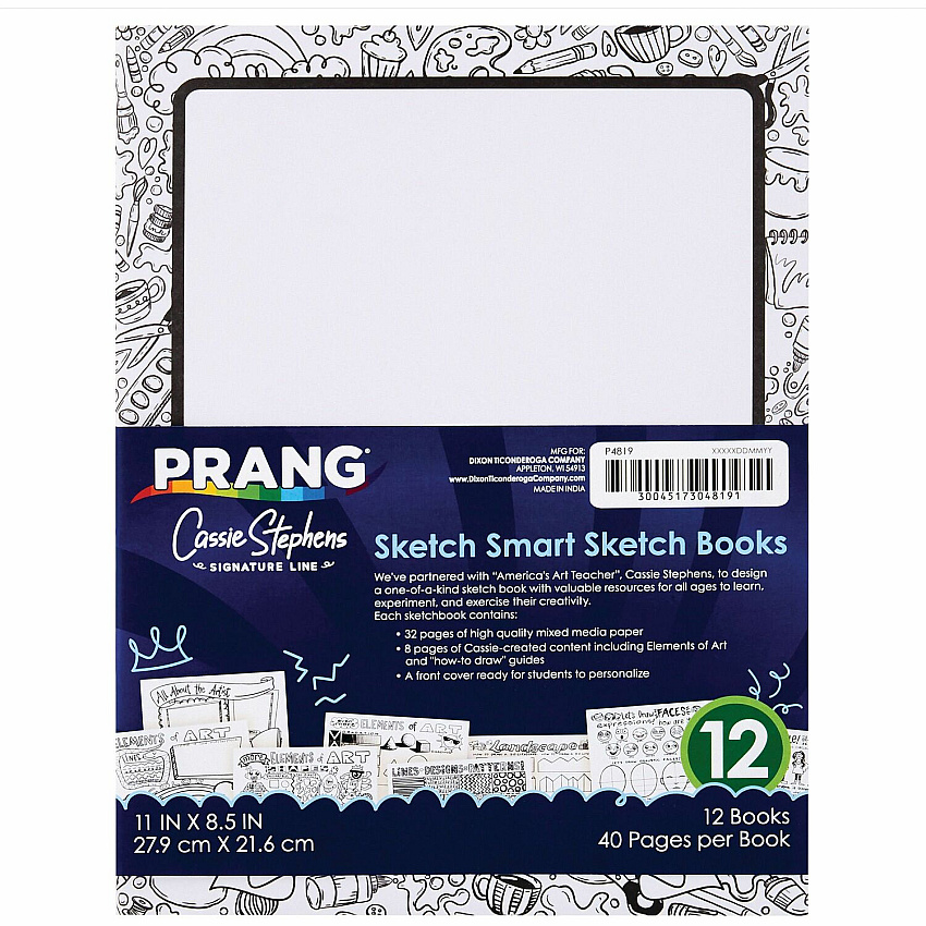 Prang Sketch Smart Sketch Book 40 Sheets - Letter - 8 1/2" x 11" Sheet Size - White Paper - Acid-free Paper, Heavyweight Sheet - 1 Each (P4819)