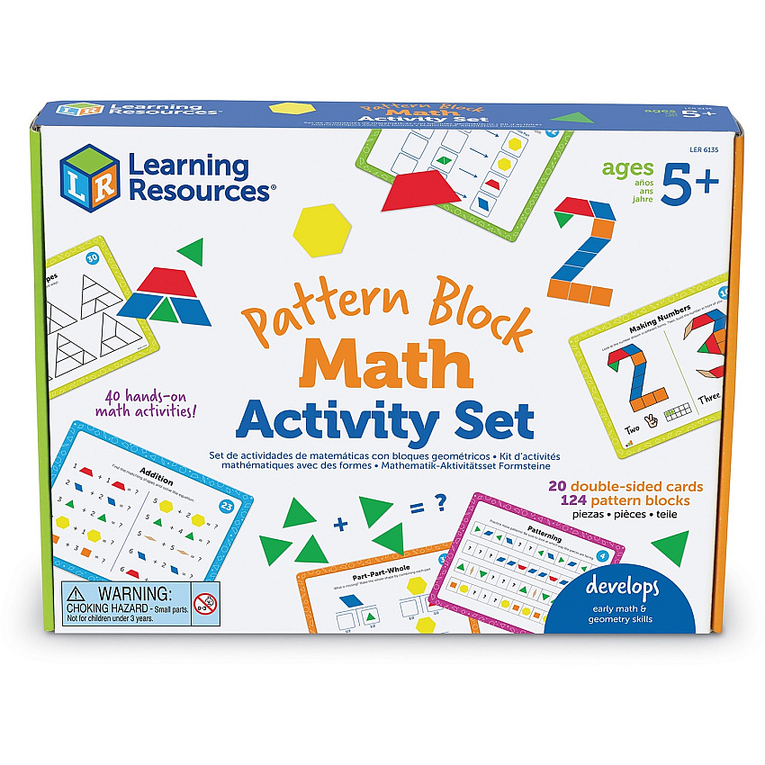 Learning Resources Pattern Block Math Activity Set Theme/Subject: Fun - Skill Learning: Addition, Mathematics, Symmetry, Patterning, Fraction, Graphing, Shape, Geometry - 128 Pieces - 5-10 Year - 1 Each (LER6135)
