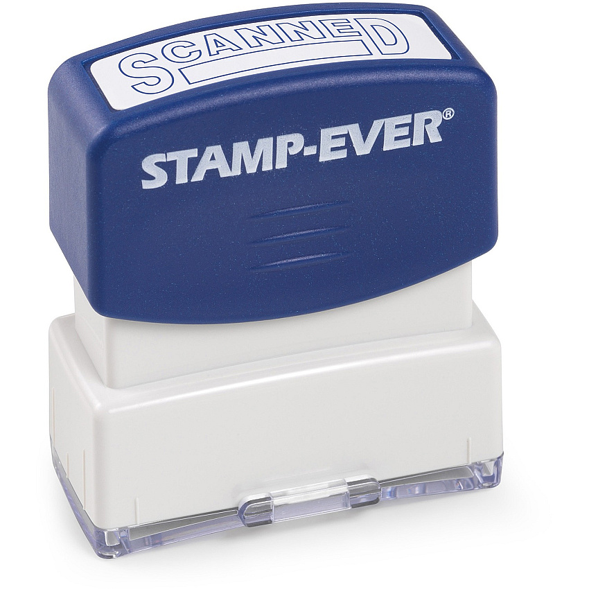 Trodat SCANNED Pre-inked Stamp Message Stamp - SCANNED - 0.63" Impression Width x 1.81" Impression Length - 50000 Impression(s) - Blue - 1 Each (8864)