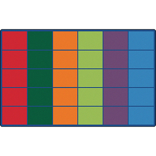 Carpets for Kids&reg; Premium Colorful Rows Seating Rug Area Rug - 12 ft Length x 90" Width - Rectangle - Primary - 1 Each (4012)