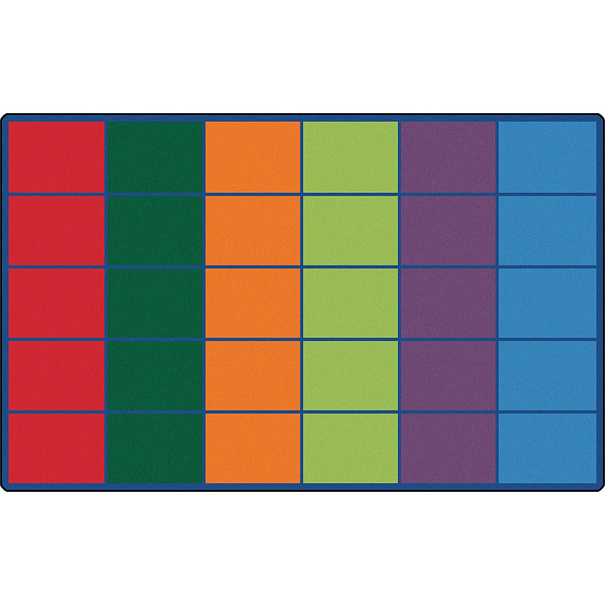 Carpets for Kids&reg; Premium Colorful Rows Seating Rug Area Rug - 12 ft Length x 90" Width - Rectangle - Primary - 1 Each (4012)