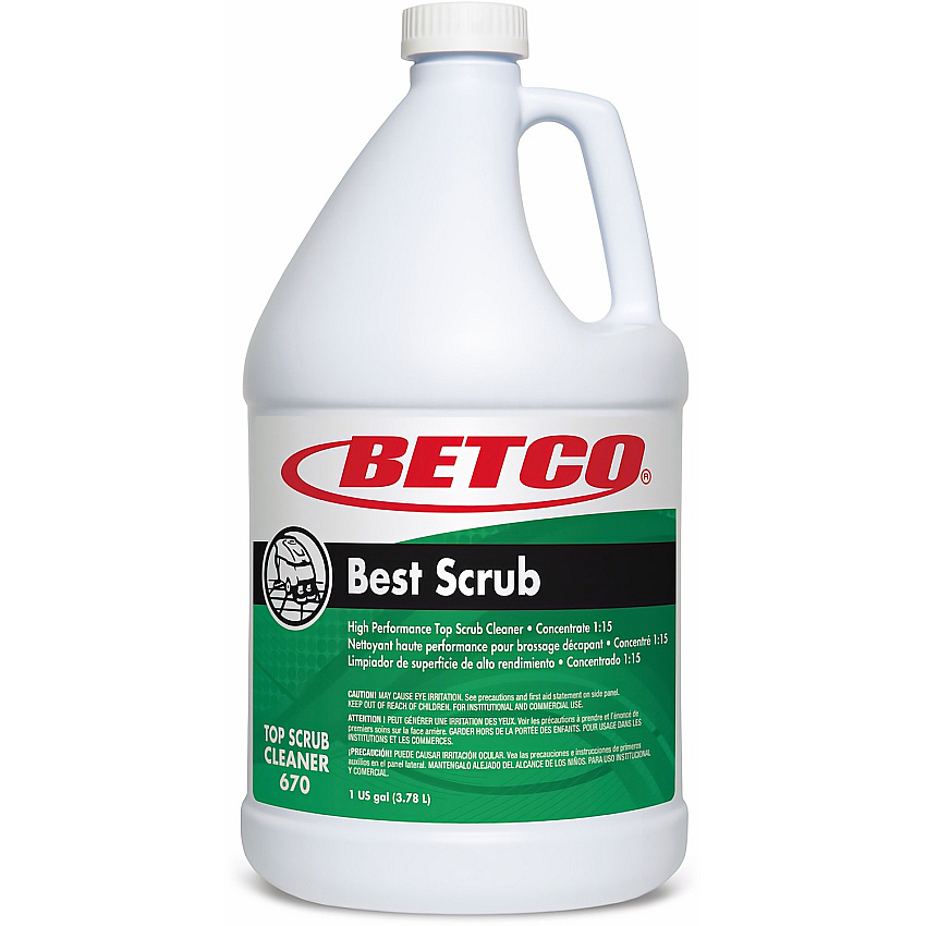 Betco Best Scrub Floor Cleaner For Floor - 128 fl oz (4 quart) - Residue-free, Pleasant Scent, Odor-free, Low Foaming, Water Soluble - Green - 4 / Carton (6700400)