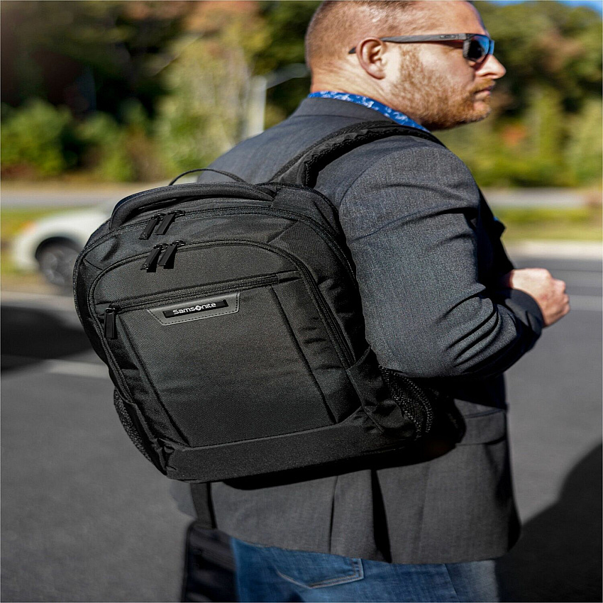Samsonite Classic Business 2.0 Carrying Case (Backpack) for 13" to 15.6" Apple iPad Notebook, Tablet, Smartphone, Business Card, Pen, Accessories - Black Polyester Body - Shoulder Strap, Handle - 17.8" Height x 12.5" Width x 9.3" Depth - 1 Ea (1412771041)