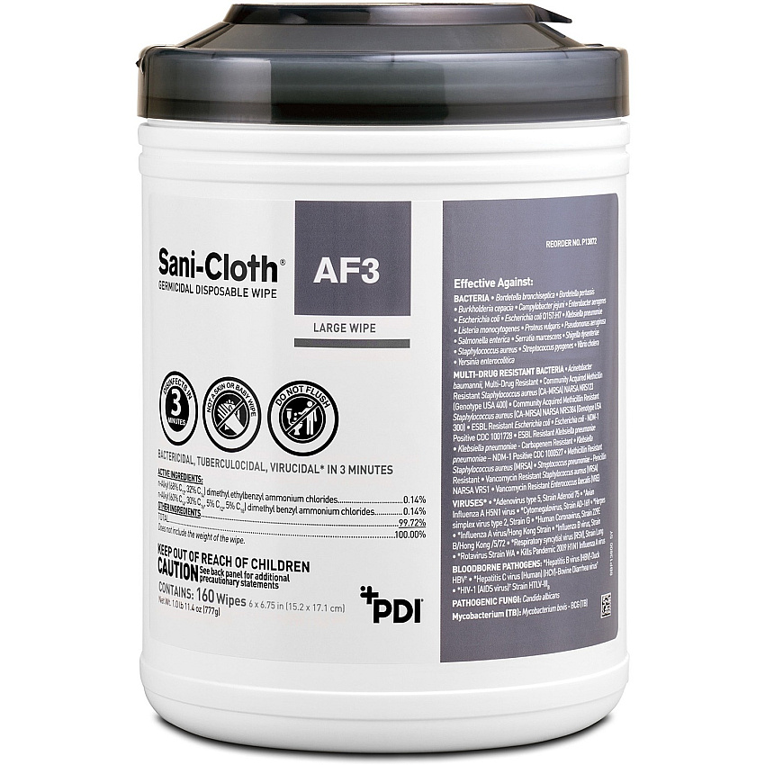 Sani-Cloth AF3 Germicidal Wipes 6 x 6.75, 160/Tub - 1 Each (P13872)