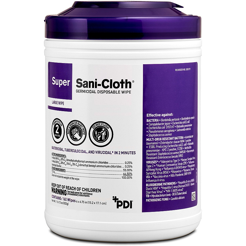 PDI Super Sani-Cloth Germicidal Wipes, 160/Tub (Q55172)