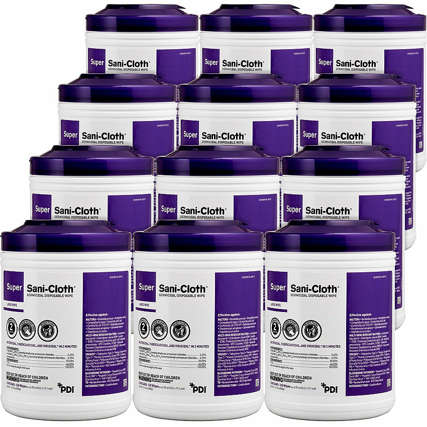 Super Sani-Cloth Germicidal Disposable Wipe 160/Tub - 12 / Carton (Q55172CT)