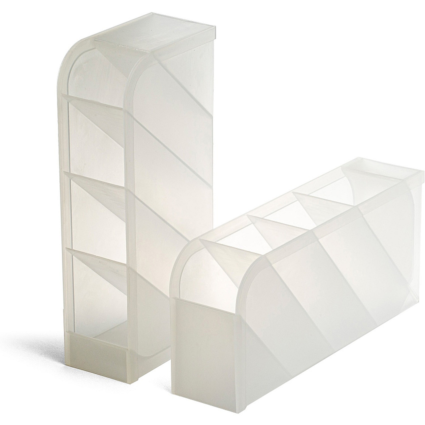 Officemate Pen Holder Desk Organizers, 2PK 8 Compartment(s) - Horizontal/Vertical - 8" Height x 4" Width x 3.70" Depth - Desktop - Durable, Pen Holder - Translucent White - Plastic - 2 / Pack (21542)