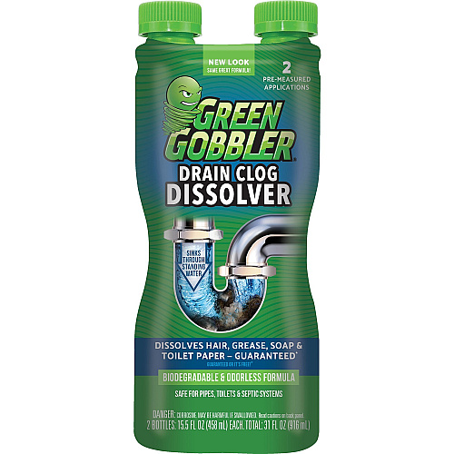 Green Gobbler Liquid Drain Clog Dissolver 31 fl oz (1 quart)Bottle - 1 Each - Non-corrosive, Odorless, Bleach-free, Fume-free, Environmentally Friendly (G8015)