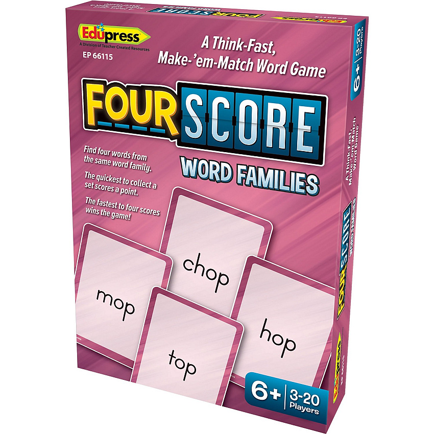 Teacher Created Resources Four Score Word Card Game Matching - 3 to 20 Players - 1 Each (EP66115)