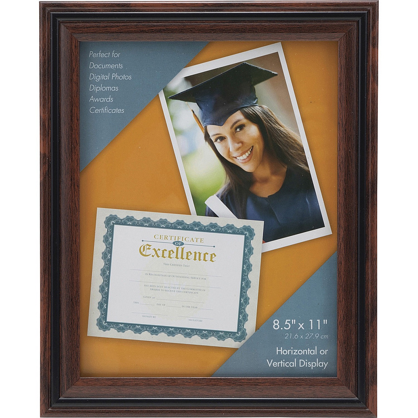 Advantus Certificate Frame 8.50" x 11" Frame Size - Desktop - Vertical, Horizontal - Dust Resistant, Debris Resistant - Rosewood - 1 Each (VS4501B811)
