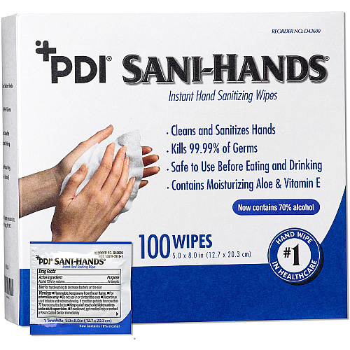 PDI Sani-Hands Instant Hand Sanitizing Wipes 100 / Box (D43600)