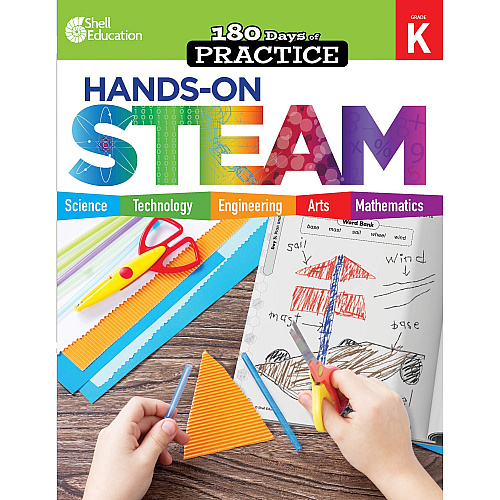 Shell Education 180 Days: Hands-On STEAM: Grade K Printed Book Book - Grade K - English - 1 Each (29643)