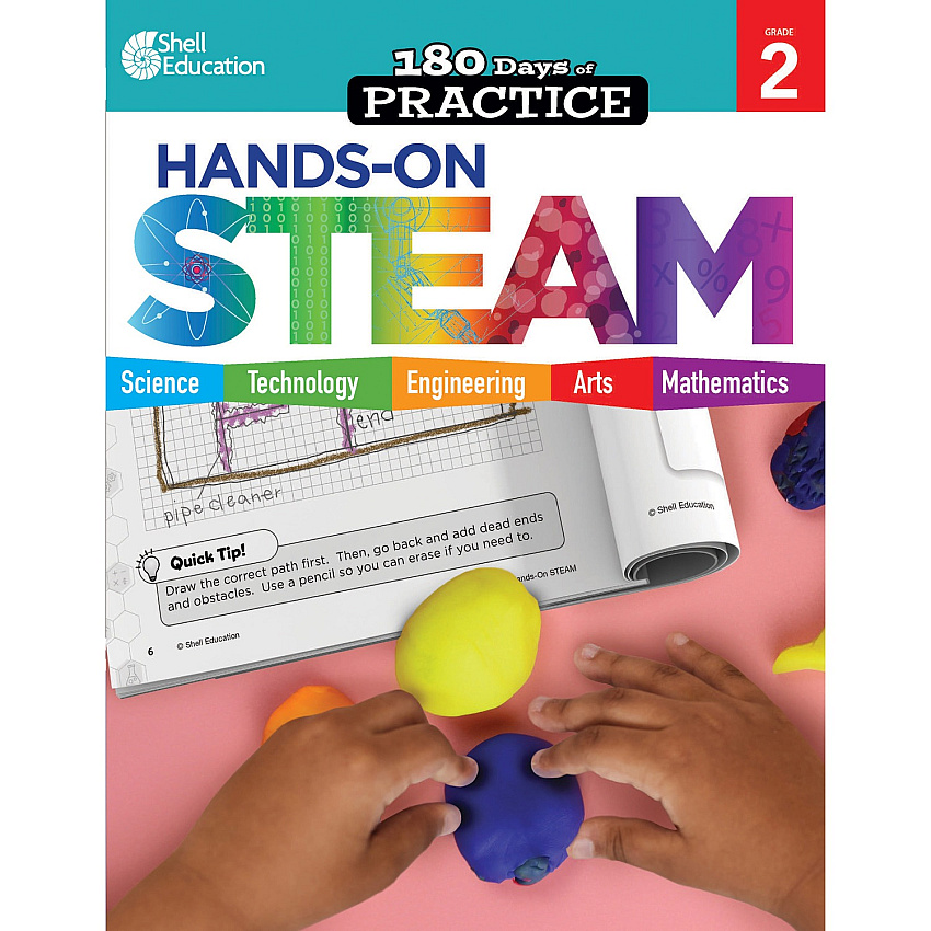 Shell Education 180 Days: Hands-On STEAM: Grade 2 Printed Book Book - Grade 2 - English - 1 Each (29645)