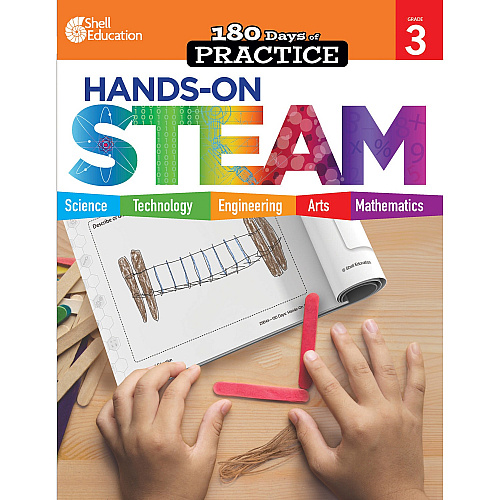Shell Education 180 Days: Hands-On STEAM: Grade 3 Printed Book Book - Grade 3 - English - 1 Each (29646)