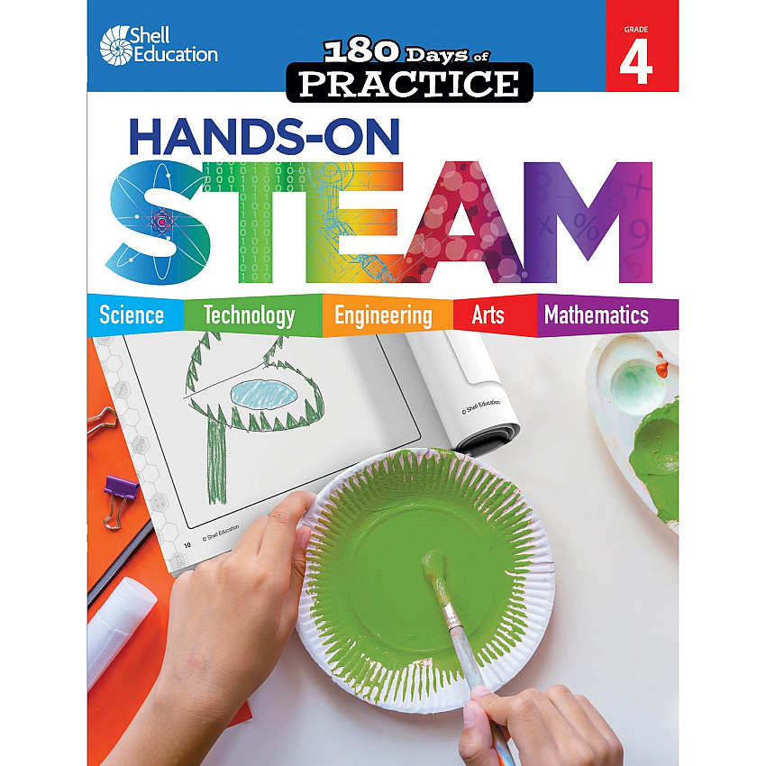 Shell Education 180 Days: Hands-On STEAM: Grade 4 Printed Book Book - Grade 4 - English - 1 Each (29647)