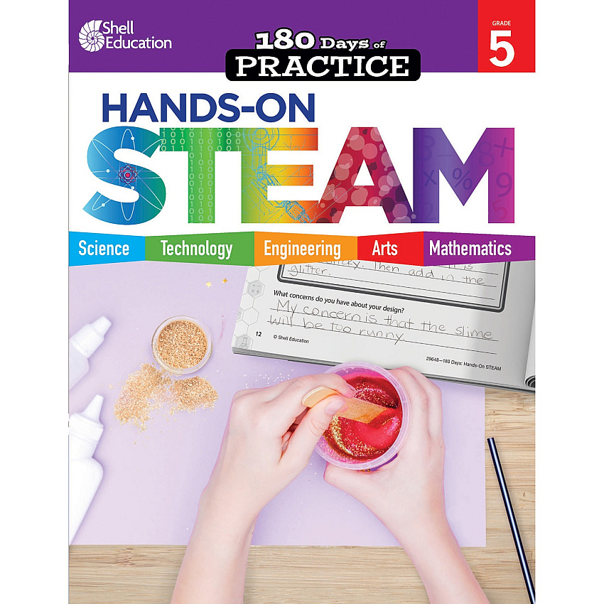 Shell Education 180 Days: Hands-On STEAM: Grade 5 Printed Book Book - Grade 5 - English - 1 Each (29648)