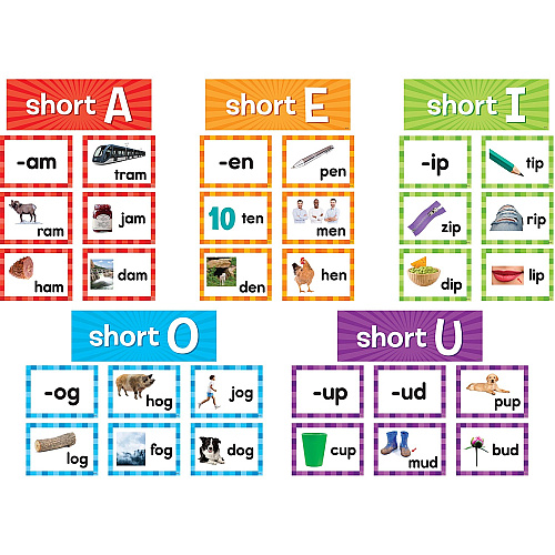 Teacher Created Resources Short Vowels Pocket Chart Cards Skill Learning: Short Vowels - 205 Pieces - 205 / Pack (20850)