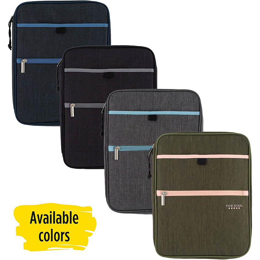 Mead Five Star Carry-All Zipper Binder 1" Binder Capacity - 225 Sheet Capacity - 3 Ring(s) - Fastener(s): Ring - 4 Divider(s) - Polyester - Multi-colored - Pocket, Punched, Durable, Zipper Closure - 1 Each (29092)