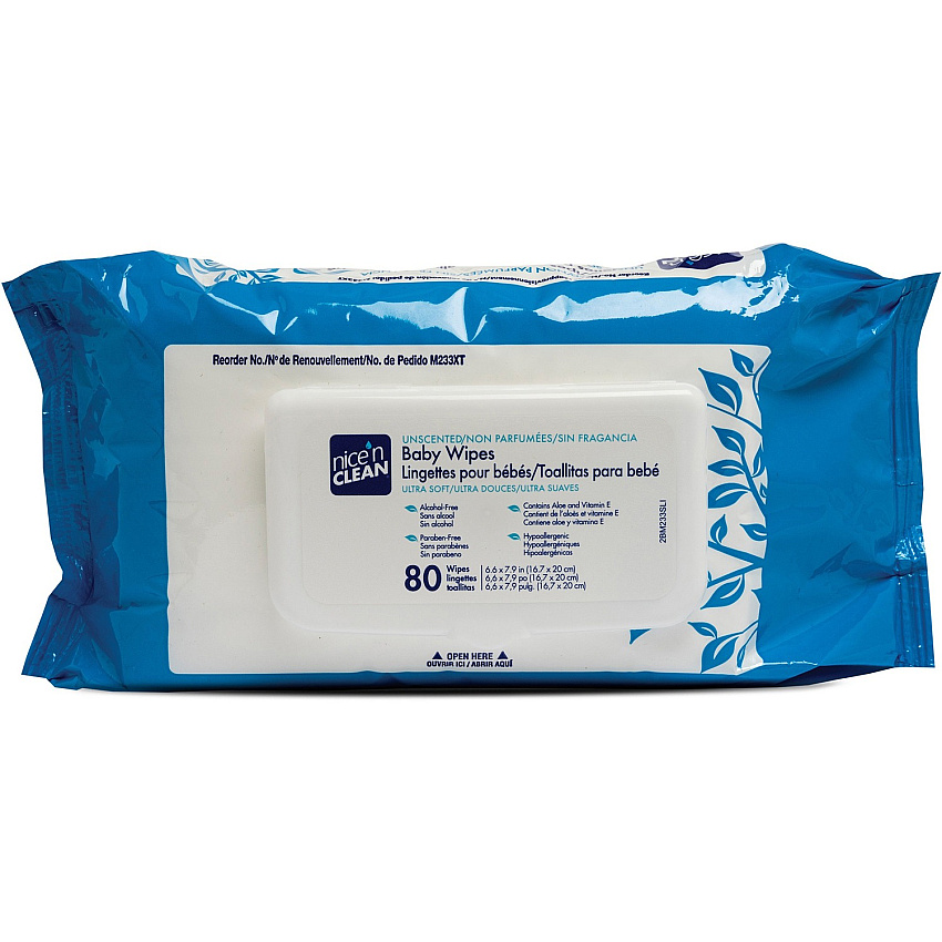 PDI Nice'n Clean Baby Wipes 7.90" Width x 6.60" Length - Blue/ - 80 / Pack (M233XT)
