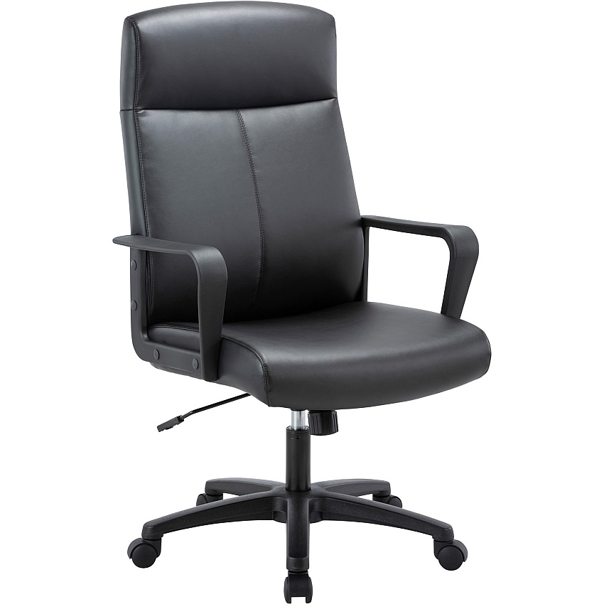 Lorell High-Back Bonded Leather Chair Black Seat Color - Bonded Leather Seat Material - Black Back Color - Bonded Leather Back Material - High Back - Armrest - 1 Each (LLR41851)