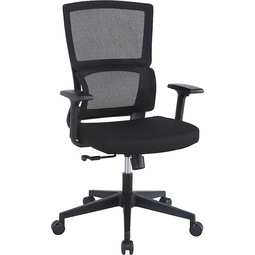 Lorell Mid-back Mesh Chair Black Seat Color - Fabric Seat Material - Black Back Color - Mesh Back Material - Mid Back - 5-star Base - Armrest - 1 Each (LLR81988)