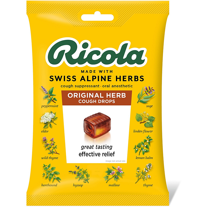 Ricola Original Herb Cough Drops For Cough, Sore Throat, Sore - 21 / Bag (3000219)