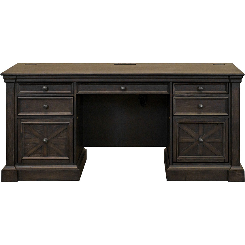 Martin Kingston Office Desking Unit 30" Height x 66" Width x 22" Depth - Total Drawer(s): 7 - Material: Wood - Finish: Dark Chocolate, Rub Through - 1 Each (IMKN689)