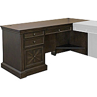 Martin Kingston Desk with Pedestal Box 1 of 2 L-shaped - 30" Height x 66" Width x 30" Depth - Total Drawer(s): 4 - Material: Wood - Finish: Dark Chocolate, Rub Through - 1 Each (IMKN684R)