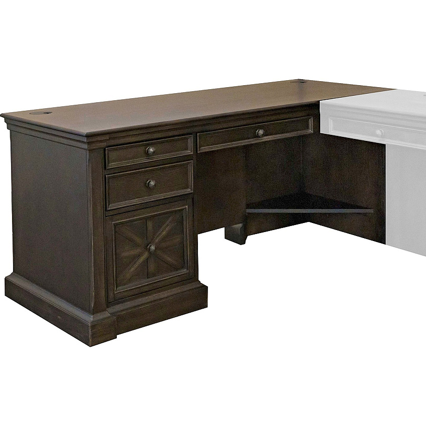 Martin Kingston Desk with Pedestal Box 1 of 2 L-shaped - 30" Height x 66" Width x 30" Depth - Total Drawer(s): 4 - Material: Wood - Finish: Dark Chocolate, Rub Through - 1 Each (IMKN684R)