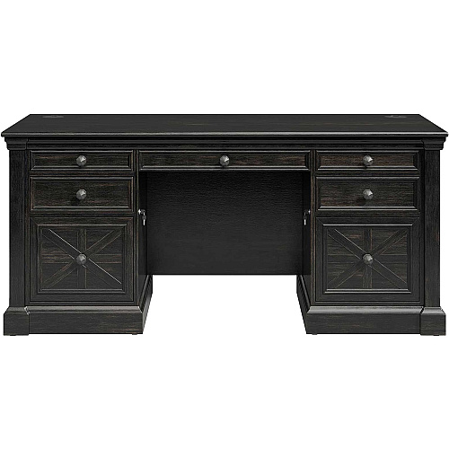 Martin Kingston Office Desking Unit 30" Height x 66" Width x 30" Depth - Total Drawer(s): 5 - Double Pedestal - Material: Wood - Finish: Dark Chocolate, Rub Through - 1 Each (IMKN680)