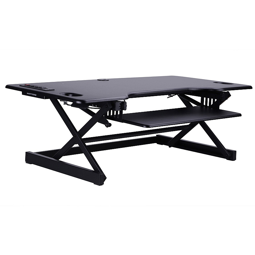 Rocelco Sit/Stand Desk Riser 45 lb Load Capacity - 20" Height x 45.75" Width x 23.75" Depth - Black (RDADRB46A)