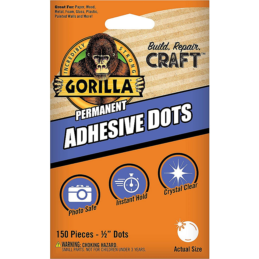 Gorilla Glue Gorilla Permanent Adhesive Dots Clear - 150 / Pack (104905)