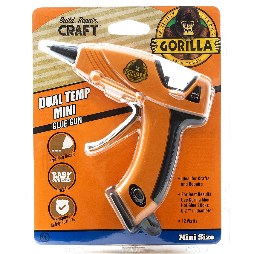 Gorilla Glue Dual Temp Mini Glue Gun Orange, Black (8401502)