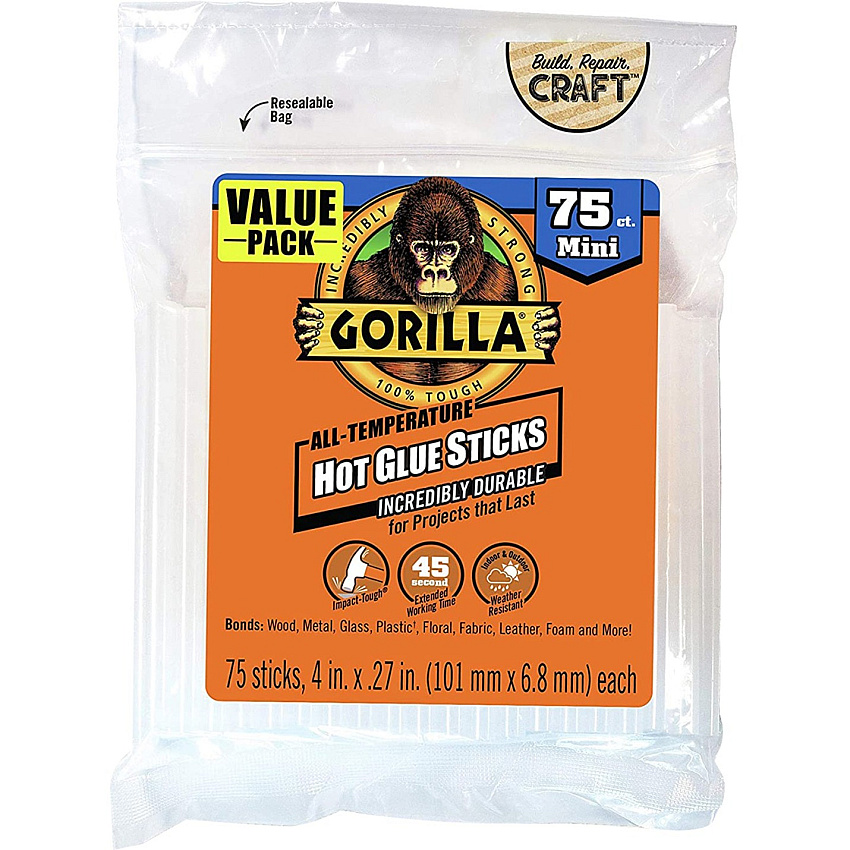 Gorilla Glue Mini Hot Glue Sticks Clear - 75 / Pack (3027502)
