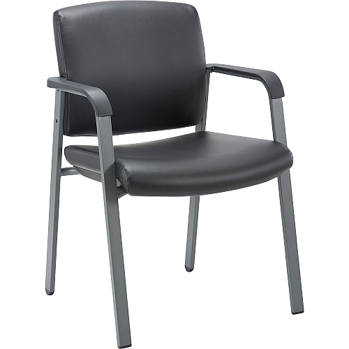 Lorell Healthcare Upholstery Guest Chair Steel Frame Material - Square Base - Black - Vinyl - Armrest - 1 Each (LLR30950)