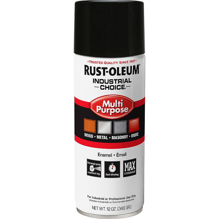 Rust-Oleum Industrial Choice Enamel Spray Paint Aerosol - Gloss - Black - 12 fl oz - 1 Each (1679830V)