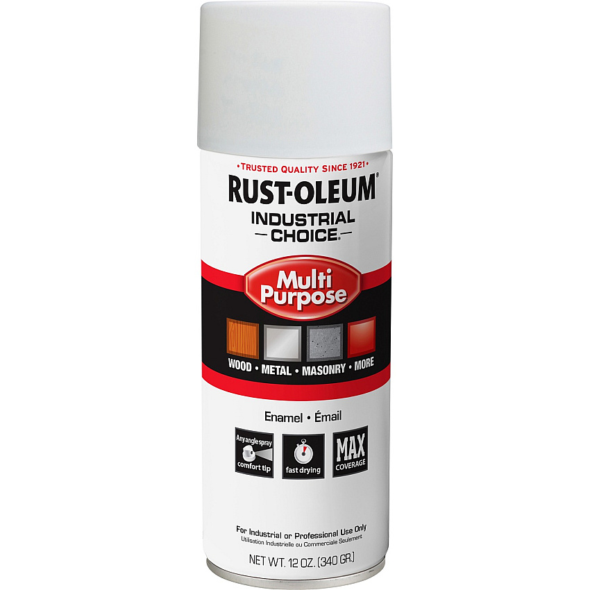 Rust-Oleum Industrial Choice Enamel Spray Paint Aerosol - Gloss - White - 12 fl oz - 1 Each (1692830V)