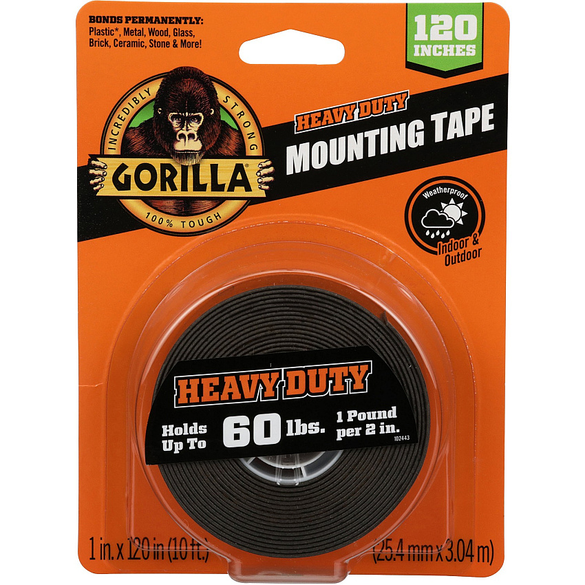 Gorilla Glue Gorilla Heavy Duty Mounting Tape 10 ft Length x 1" Width - Black - 1 Each (102441)