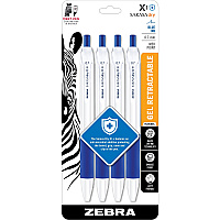 Zebra Pen SARASA dry X1+ Gel Retractable Antimicrobial Pen 0.7 mm Medium Pen Point - Refillable - Retractable - Blue Ink - Plastic Barrel - 4 / Pack (41524)