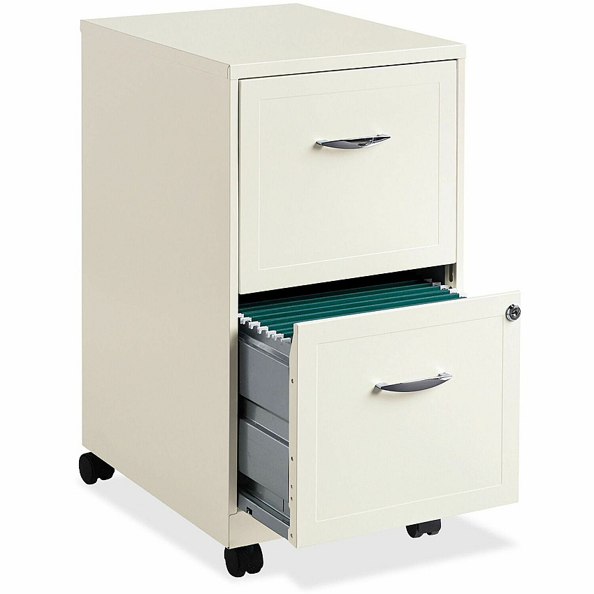 Hirsh Industries Hirsh Mobile File Cabinet 14.2" Width x 18" Depth x 26.5" Height - 2 x Drawer(s) for File - Letter - Vertical - Mobility, Glide Suspension, Locking Drawer - Pearl White - Baked Enamel - Steel - Recycled (19156)