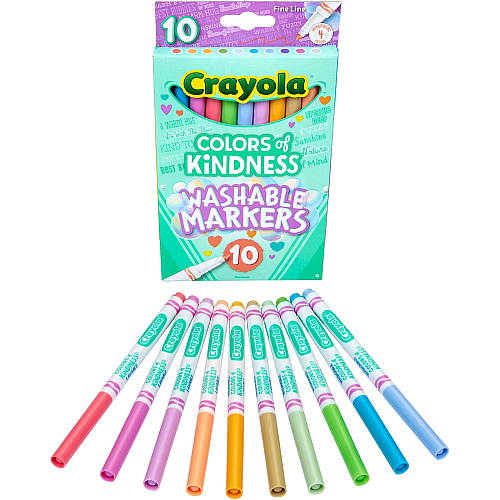 Crayola Colors of Kindness Markers Fine Marker Point - Washable - Multicolor Ink - Water Based - Assorted Barrel - 10 / Pack (587807)