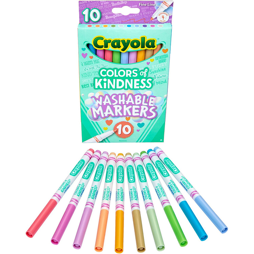 Crayola Colors of Kindness Markers Fine Marker Point - Washable - Multicolor Ink - Water Based - Assorted Barrel - 10 / Pack (587807)