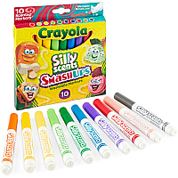 Crayola Silly Scents Slim Scented Washable Markers Broad Marker Point - Washable - Assorted Ink - Water Based - Assorted Barrel - 10 / Pack (588274)