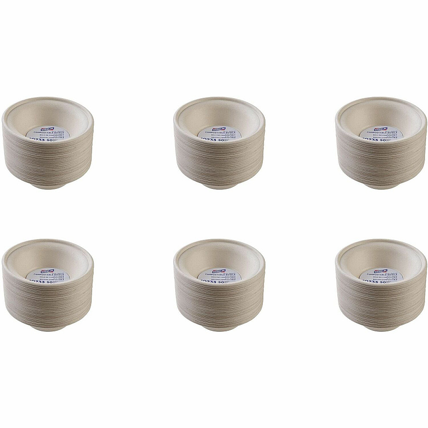 Genuine Joe 12 oz Compostable Bowls Breakroom, Office - Disposable - White, Natural - Sugarcane Body - 50/Pack - 20 / Carton (GJO10233CT)