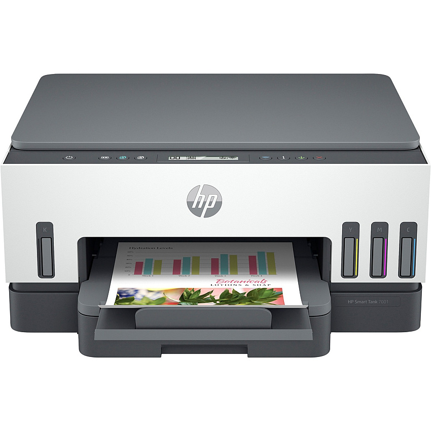 HP Smart Tank 7001 Wireless Inkjet Multifunction Printer - Color - White Copier/Printer/Scanner - 4800 x 1200 dpi Print - Automatic Duplex Print - Up to 5000 Pages Monthly - Color Flatbed Scanner - 1200 dpi Optical Scan - Wireless LAN - Apple Air (28B49A)