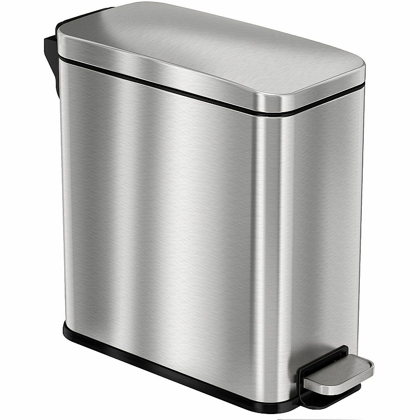 HLS Commercial Fire-Rated Soft Step Trash Can 3 gal Capacity - Pedal Control, Durable, Smooth, Lid Closure, Fingerprint Proof, Fire Retardant, Removable Inner Bin, Handle - 13.8" Height x 6.5" Width - Stainless Steel - Silver - 1 Each (HLSS03RFR)