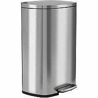 HLS Commercial Fire-Rated Soft Step Trash Can 13.20 gal Capacity - Pedal Control, Handle, Durable, Smooth, Lid Closure, Fingerprint Proof, Fire Retardant, Removable Inner Bin - 26" Height x 16.8" Width - Stainless Steel - Silver - 1 Each (HLSS13RFR)