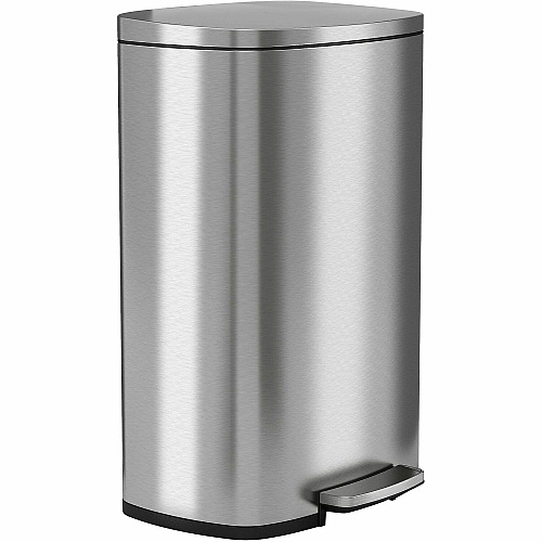 HLS Commercial Fire-Rated Soft Step Trash Can 13.20 gal Capacity - Pedal Control, Handle, Durable, Smooth, Lid Closure, Fingerprint Proof, Fire Retardant, Removable Inner Bin - 26" Height x 16.8" Width - Stainless Steel - Silver - 1 Each (HLSS13RFR)