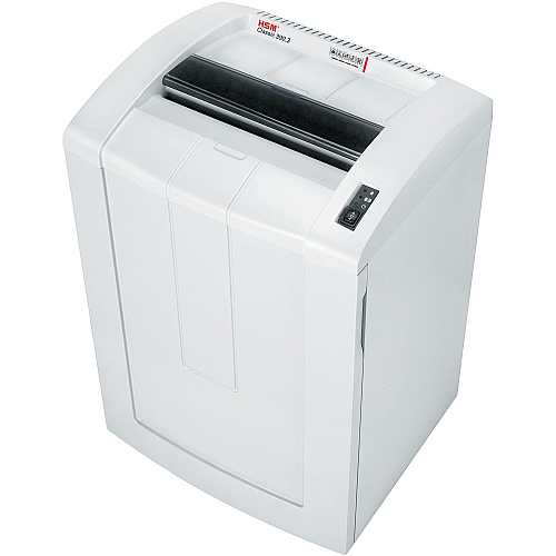 HSM Classic 390.3 - 1/32" x 3/16" + External Autom. Oiler Continuous Shredder - Particle Cut - 7 Per Pass - for shredding Paper, Staples, Paper Clip - 0.031" x 0.187" Shred Size - P-7/F-3 - 15.75" Throat - 39.10 gal Wastebin Capacity - Light Gr (1660143O)