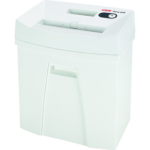 HSM Pure 220 - 1/8" Strip Cut - 14 Per Pass - for shredding Staples, Paper, Paper Clip, Credit Card - 0.125" Shred Size - P-2/T-2/E-2 - 8.86" Throat - 6.60 gal Wastebin Capacity - White - 1 Each (2320113)